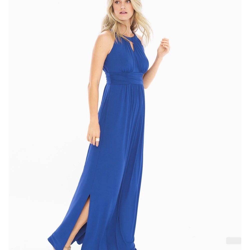 Sleeveless Shirred Waist Halter Maxi Dress